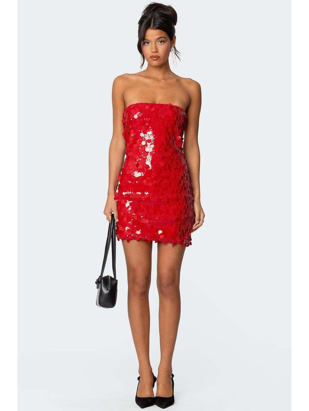 NWT $80 MSRP Edikted Red Strapless Embellished Mini Party Dress Size S
